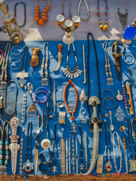 Berber jewelry and Moroccan knives for sale at the Dades Gorge, Dades Valley, Morocco, North Africa,